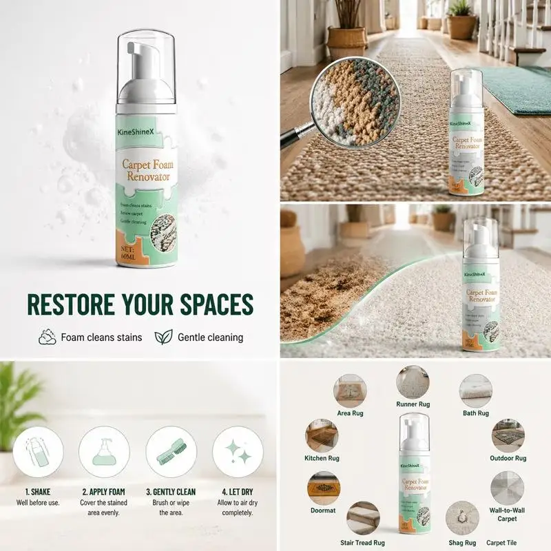 Carpet Foam Stain Remover Waterless Seat Cleaner Leather Fabric Vinyl Fast Acting Spray Car Interior Sofa Couch Renovator Towel