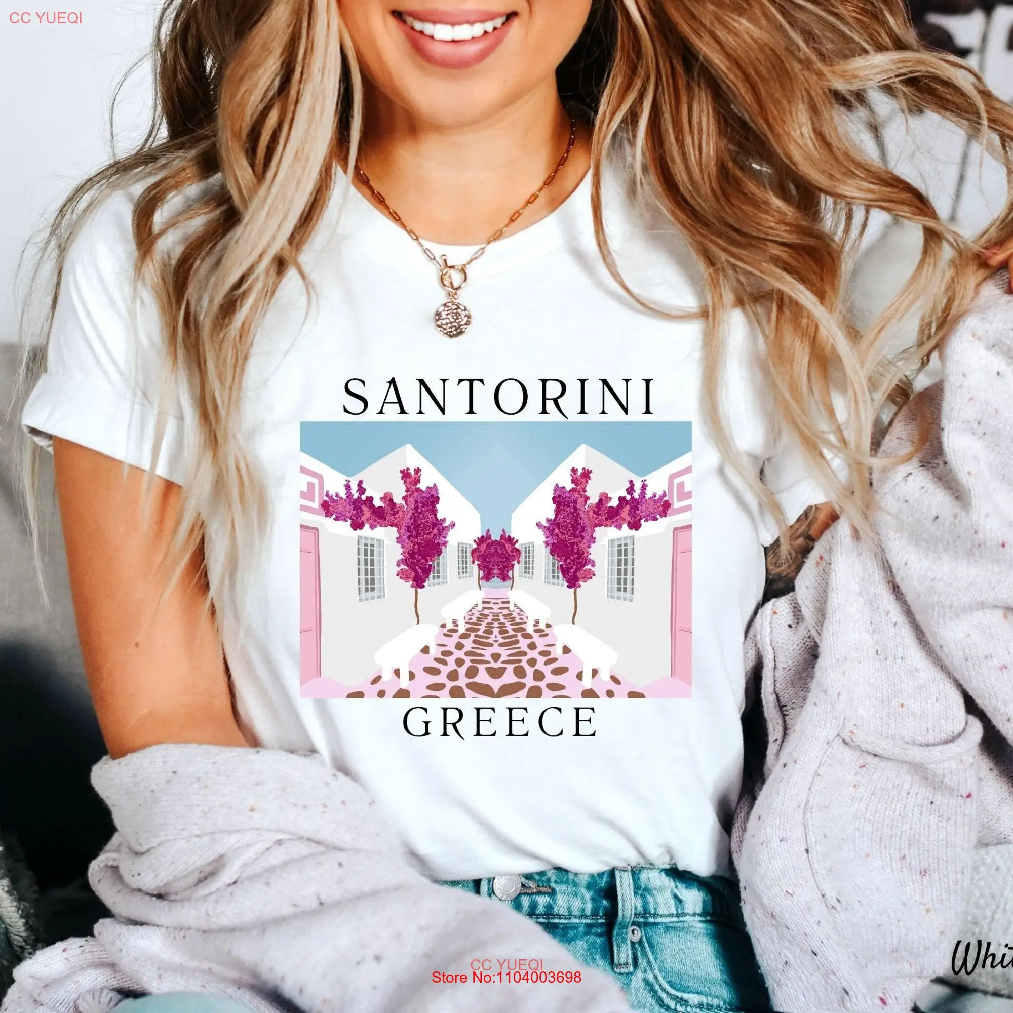 Santorini Greece T Shirt Lover Travel Greek Island Styled Soft and Comfortable long or short sleeves