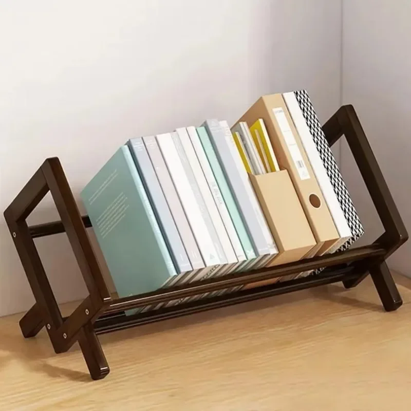 Quick Assembly Burr Free Bamboo Wood Desktop Book Display Shelf Space Saving Magazine Storage Rack for Student Use
