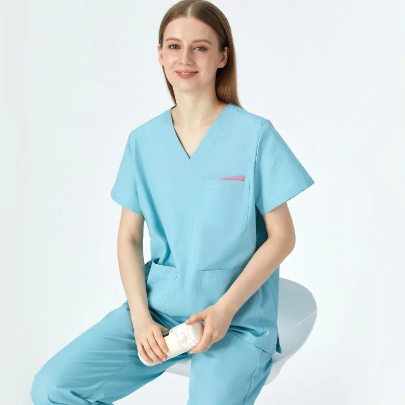 Professional 3 pockets Nurse Clothes Breathable Medical Scrubs Set Doctor Uniforms Workwear Slim Fit Dental Surgeon Suits 207