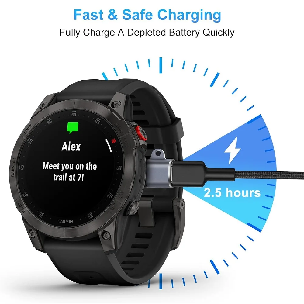 محول شاحن من النوع C لـ Garmin Epix Pro Fenix 8/7/6 Instinct 3/2s/2X Enduro 3/2 Approach S50 S70 Tactix 8/7 محول شحن
