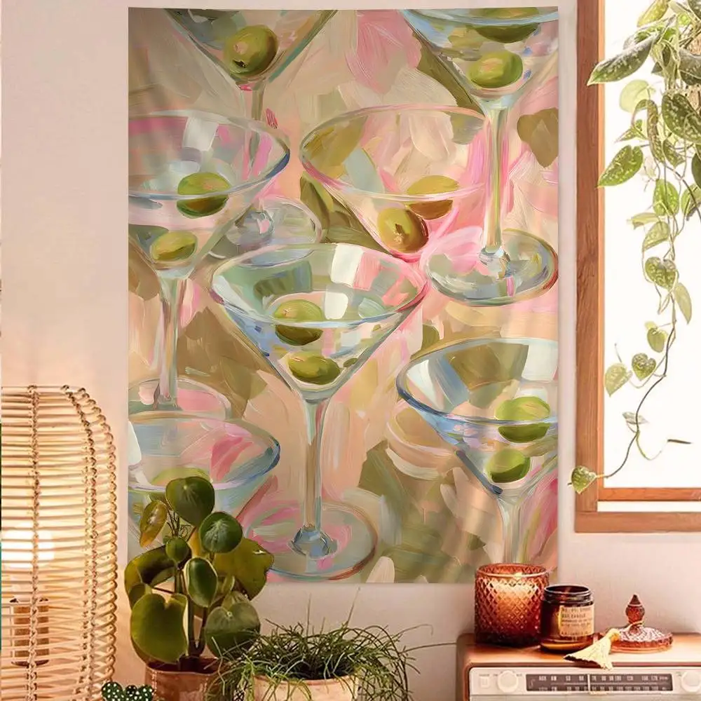 Colorful Cocktail Drink Frameless Printed Large Wall Tapestry Hanging Tarot Hippie Wall Rugs Dorm Home Decor