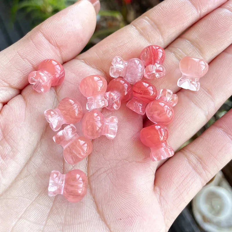 Watermelon crystal glazed money bag small pendant, pink lucky bag jade pendant DIY bracelet accessories small carry