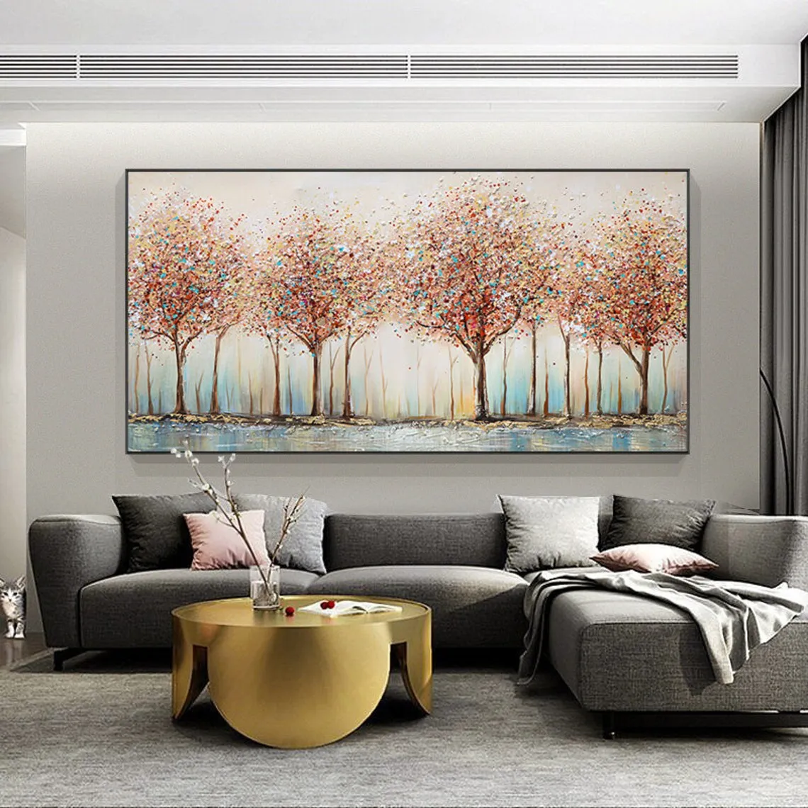 Handmade Oil Painting Of full Bloom Tree Abstract Modern Painting Large Wall Art Boho Wall Decor For Living Room Decor Bedroom