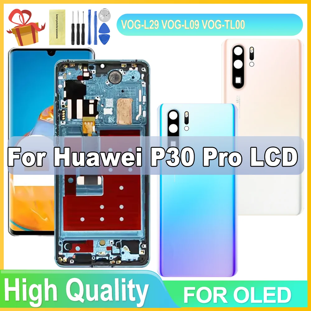 P30 Pro Display Screen with Fingerprints, for Huawei P30 Pro VOG-L29 VOG-L09 Lcd Display Touch Screen Digitizer Replacement