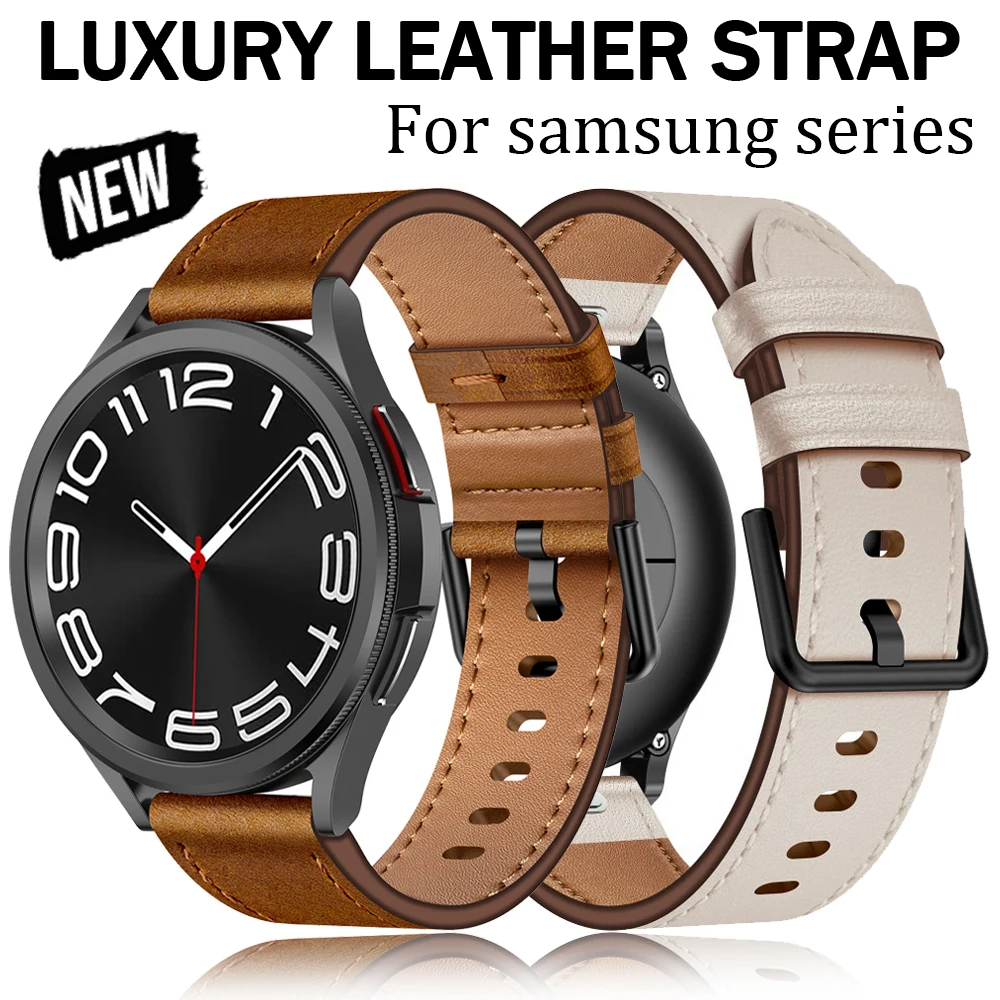 

22mm20mm Luxury Leather Strap for Samsung Galaxy Watch 7 40mm 44mm Band for Galaxy Watch 6 5 4 6 40 44mm Watch 6 Classic 43 47mm