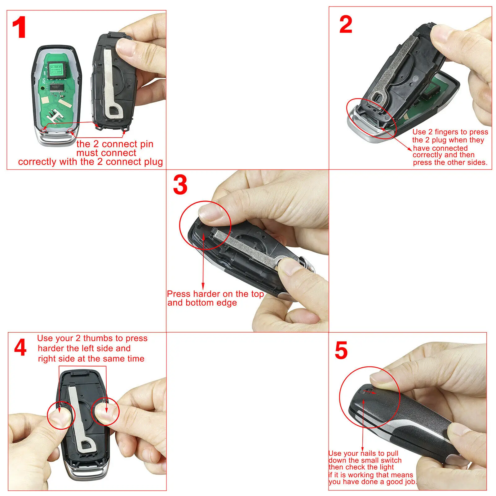 OHMSEN Chiave A Distanza Senza Chiave Fob Uncut Borsette Caso 5 Pulsante Per Ford Mustang Explorer Edge Fusion Lincoln MKC MKX MKZ 2013-2018