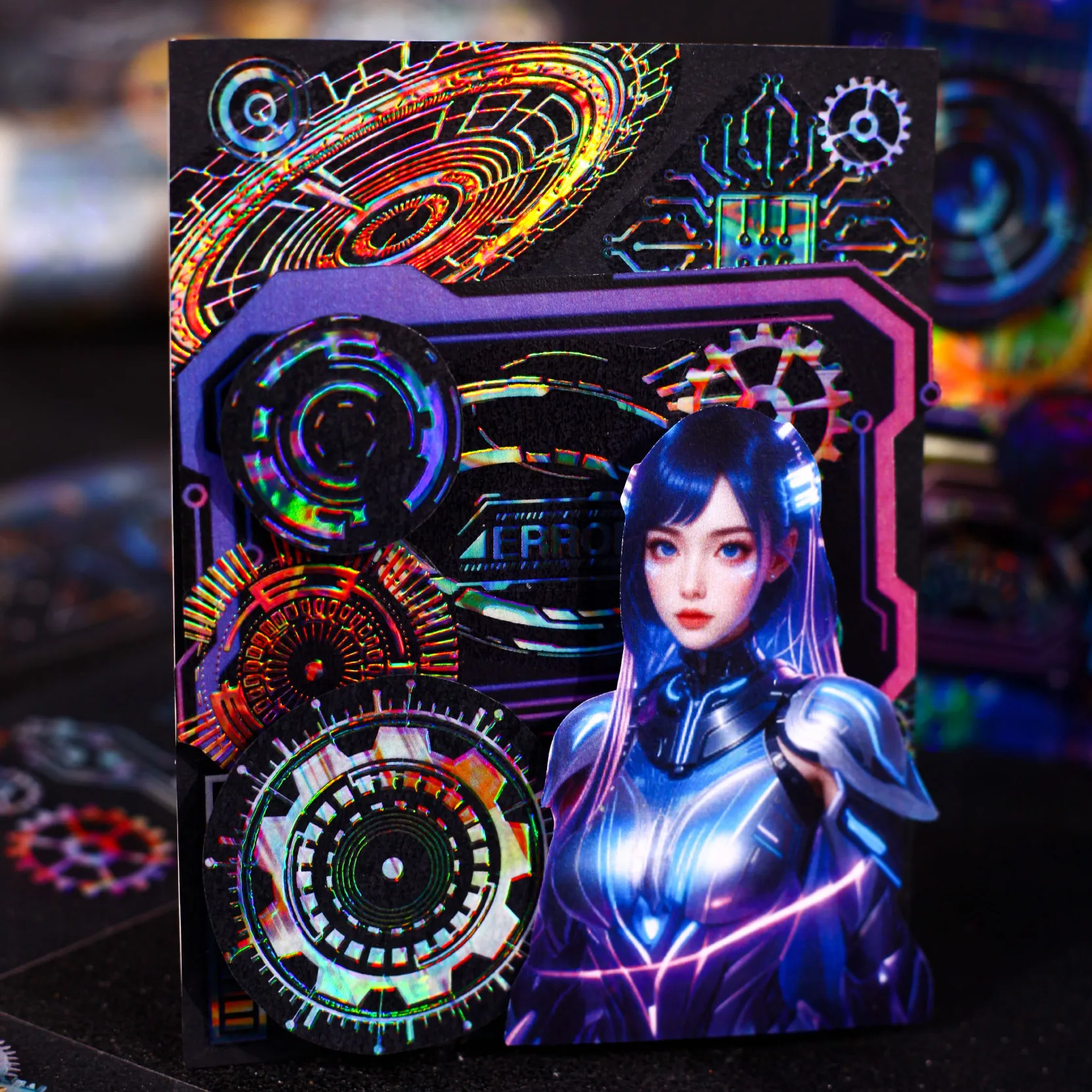 50mm * 2m ギアファンタジーシリーズ パンク サイバーパンクスタイル PETステッカー クリエイティブハンドブック DIY ハンドメイド スクラップブック エステティックステッカー