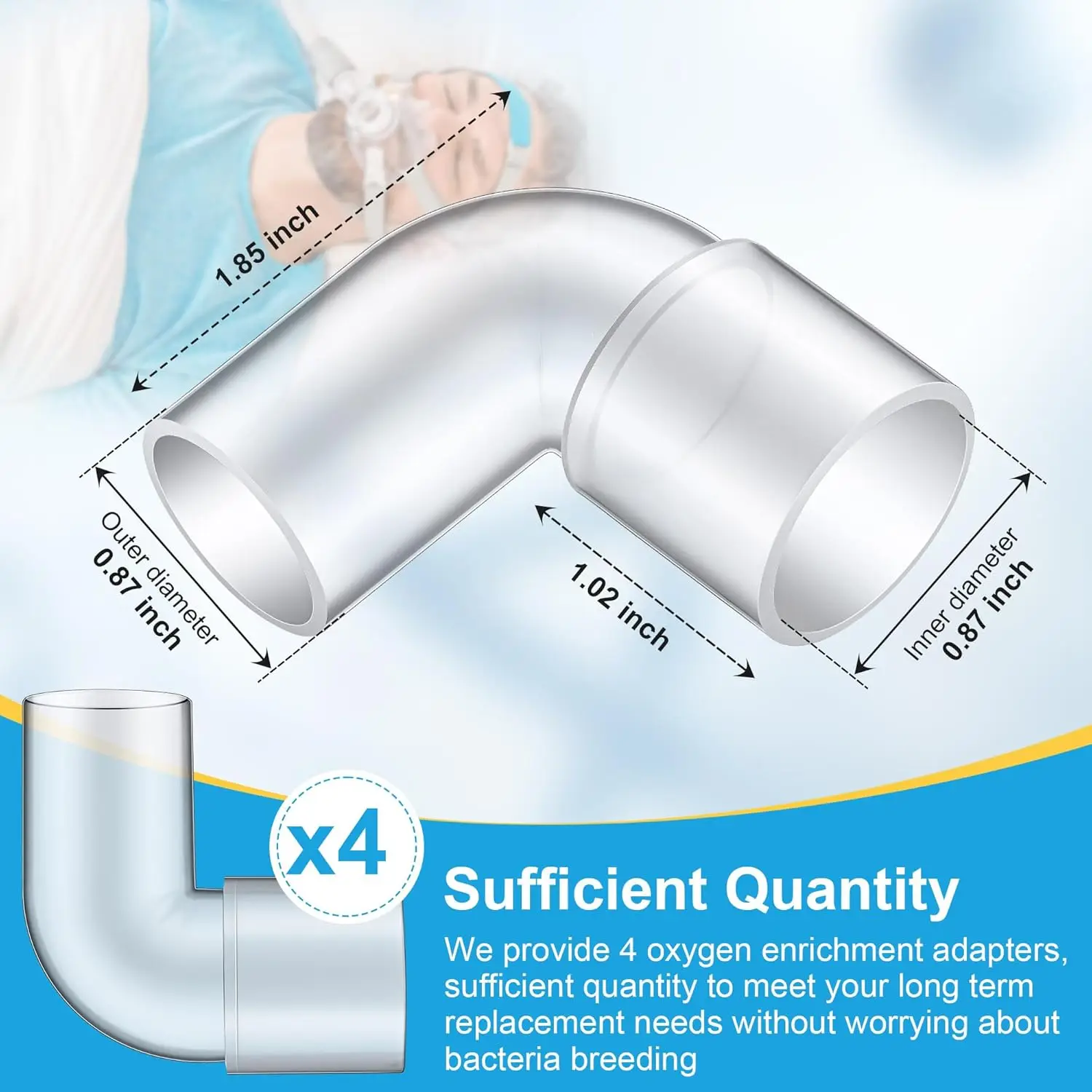 CPAP-Winkelanschluss, kompatibel mit ResMed AirSense10, AirCurve10, Resmed 11, 90-Grad-Universal-CPAP-Schlauch – Detail 2