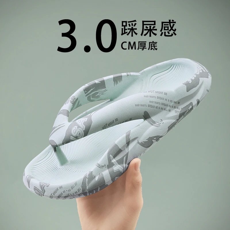 

Новинка 2023 года, мужские уличные летние пляжные сандалии с толстой подошвой, противоскользящие и дезодорирующие, повседневные камуфляжные пляжные сандалии между носками.