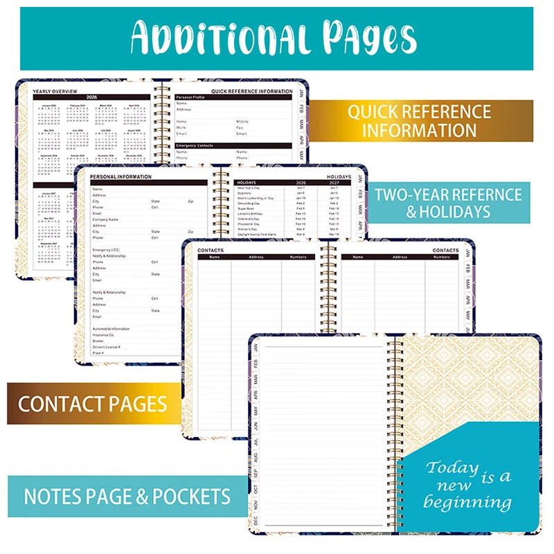 

Блокнот 2026, еженедельный ежемесячный планировщик, размер А5, простой блокнот на английском языке, стильный дизайн, расписание, офисные школьные принадлежности