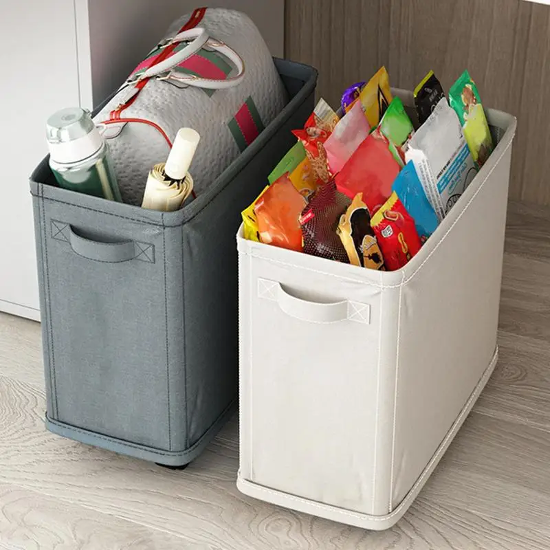 Rolling Laundry Basket Thin Laundry Basket with Stand Bathroom Laundry Organizer Household Narrow Dirty Clothes on Wheels