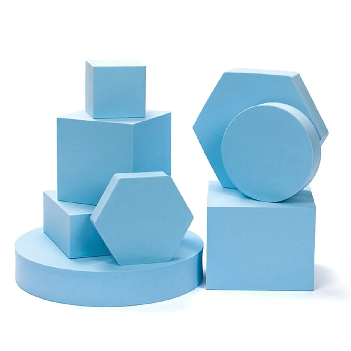 A32I 8 Pcs Cosmetics Photo Background Props Foams Geometry Square Photography Decor INS Square Geometry Photo Prop Set,Blue
