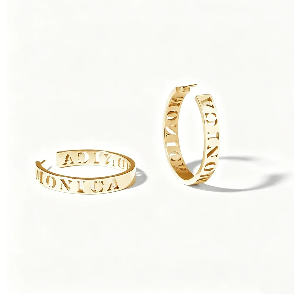 

Custom Openwork Name Hoop Earrings | Personalized Openwork Letter Hoops | Custom Jewelry | Birthday and Party Gifts for Women