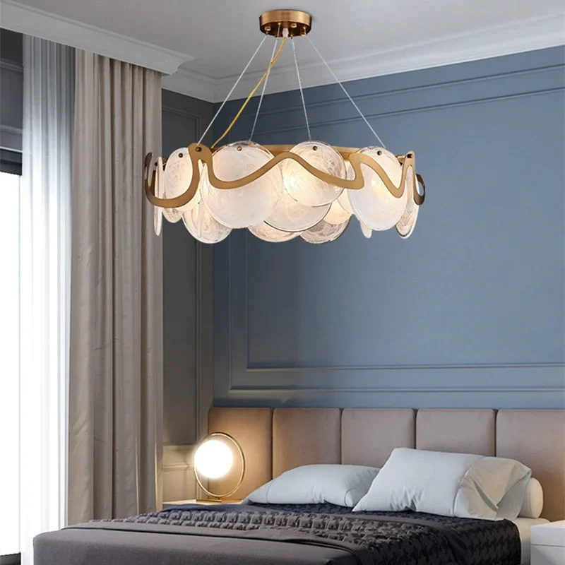 New Nordic Light Luxury Cloud Mist Glass Chandelier For Bedroom Dining Room Kitchen Hotel Pendant Lamp Free light bulb delivery