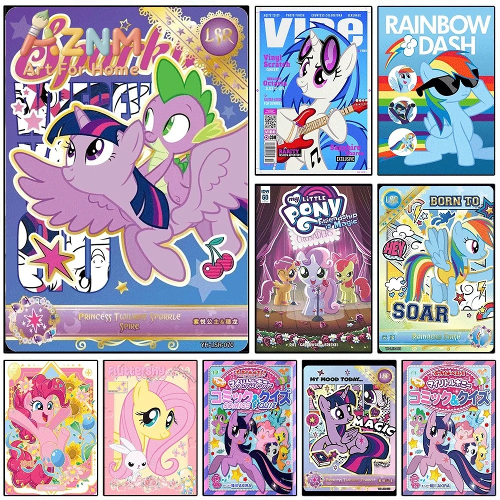 My Little Pony Twilight Sparkle Spike Magazine Style Card Canvas Painting Unframed Cute Cartoon Pony Wall Art Poster for Girls