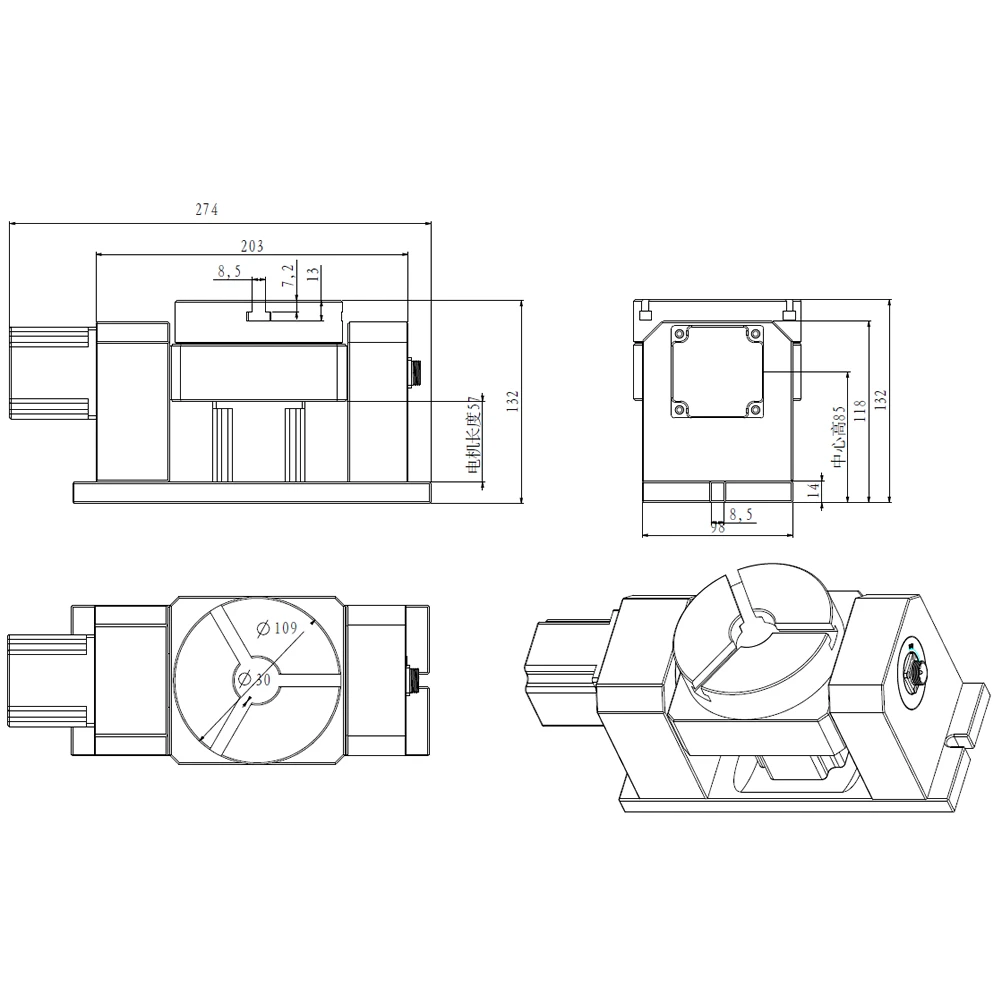 CNC 4th 5th Axis Rotary Axis CNC Dividing Head 50:1 Harmonic Reducer Gearbox Mo Hysteresis for CNC Engraving Machine