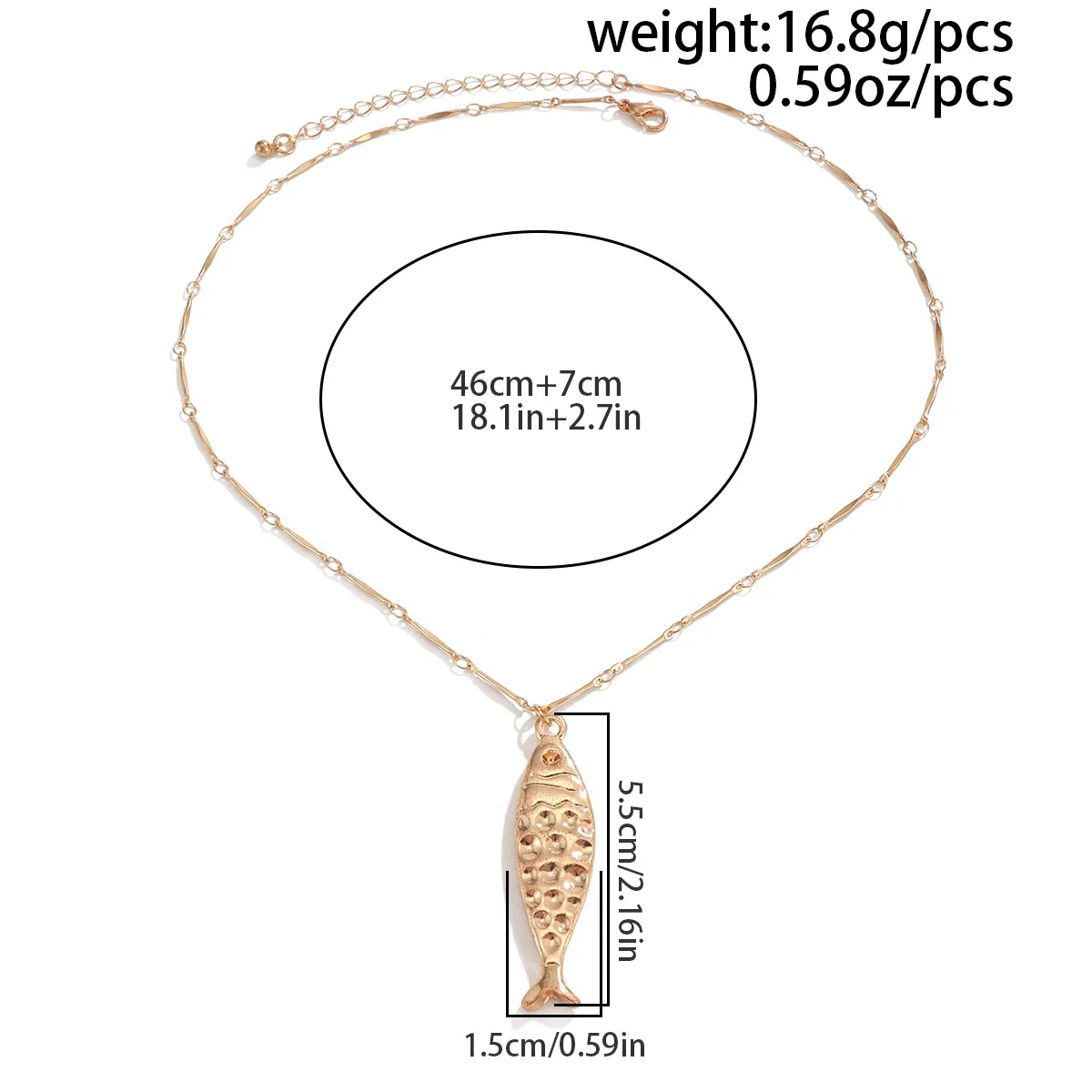 New Punk Gold Color Fish Pendant Choker Necklace for Men Summer Adjustable Metal Neck Chain Party Jewelry Accessories New