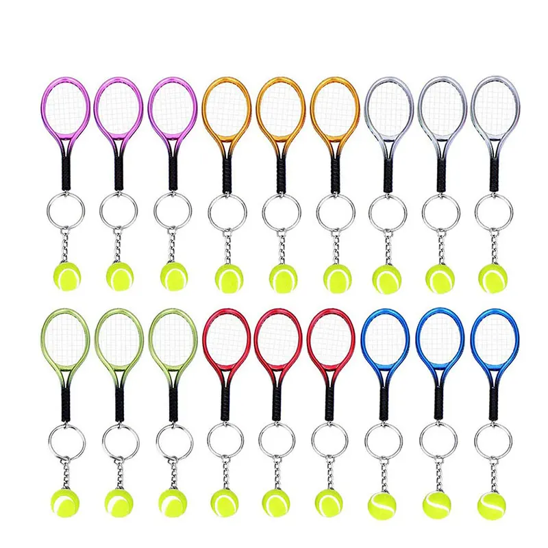 

72Pcs Tennis Racket Keychain Key Ring Metal Tennis Ball Split Ring