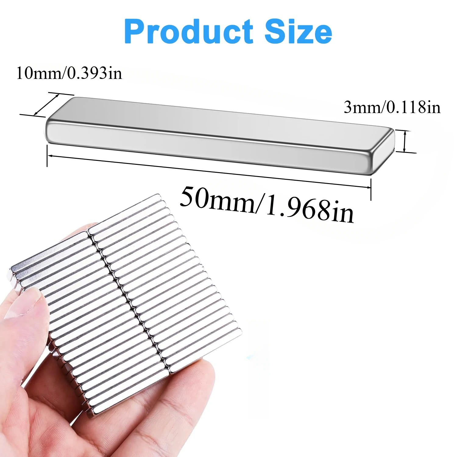 Mehrteiliges Set mit 50x10x3/40x10x3mm Rechteckigen Magneten, Geeignet für Fotowände, Büros, Werkzeugaufbewahrung, Garagen – Detail 5