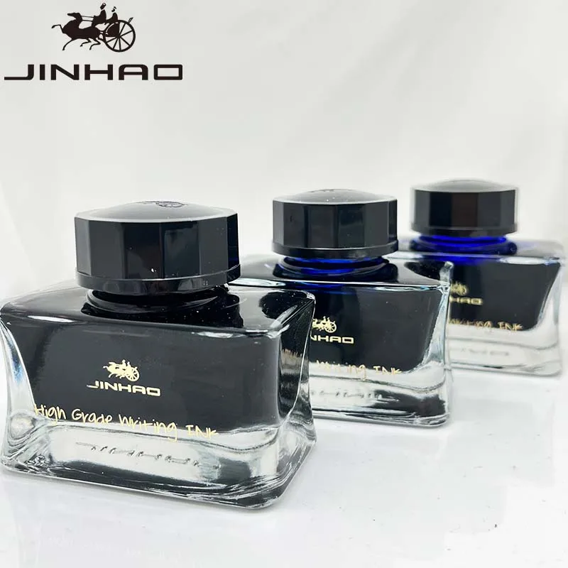 حبر قلم حبر Jinhao Premium 50 مل - حبر الخط الأسود الناعم/الأزرق/الأزرق - مثالي للكتابة و #4