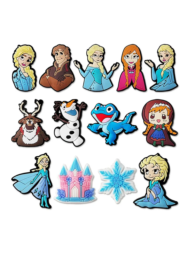 Accessoires de chaussures Anna Elsa Olaf la reine des neiges, 13 pièces, jouets figurines, décor de dessin animé pour sabots, chaussures de jardin, fête d'anniversaire pour enfants, cadeau de noël