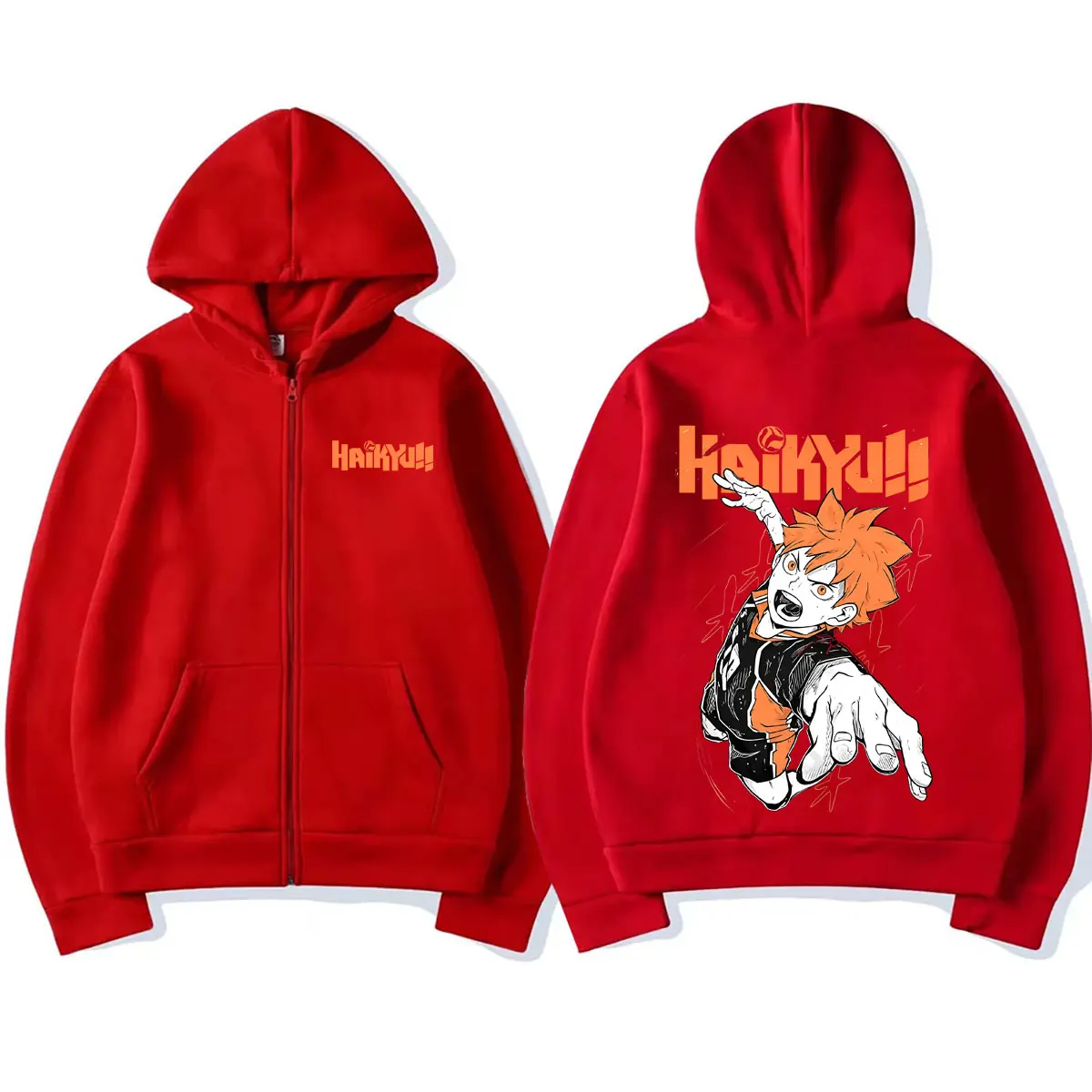Anime Haikyuu Hinata Shoyo Grafik-Reißverschluss-Hoodie für Männer und Frauen, Manga Oversized Zip-Up-Jacke, Unisex Mode Vintage Casual Hoodies – Detail 5