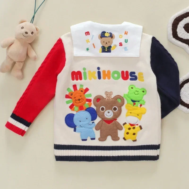 Boy Sweater Winter Japanese Style Kids Cartoon Good Friend Bear Bunny Embroidered Jacket Knit Sweater Baby Girl Cute Top