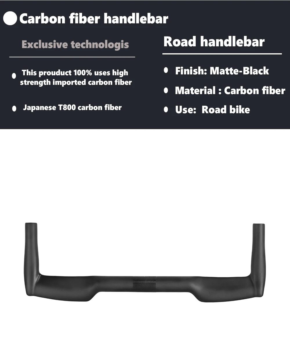 Matter Vollcarbon-Lenker, TT-Stange, 25,4 mm, 31,8 mm, Fahrradteile – Detail 1