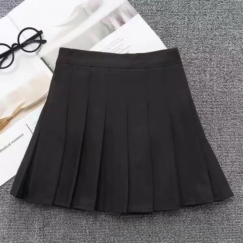 Children\'s Skirt With Shorts Spring Korea Style Clothes Black A Line High Waist Mini Dress Summer Black Pleated Skirt for Girl