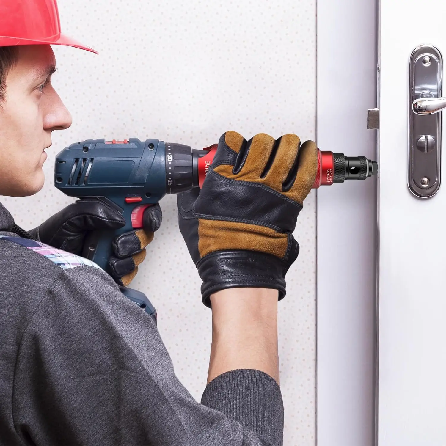 Cordless Rivet Gun Adapter Kit with 6 Heads & 30 Rivets for Easy Pop Riveting 2.4-6.4mm