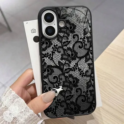 For iPhone 17 16 15 14 13 12 11 Pro Max Case Exquisite Lace Pattern Silicone Cover For iPhone Air 16E 16 Plus XS X XR Soft Funda