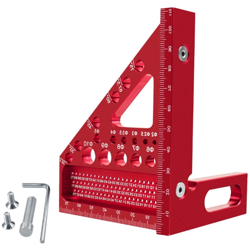 1 Stuk Aluminium Verstek Driehoeken Liniaal 45 °/90 ° Houtbewerking Vierkante Gradentrekkers 3d Multi Hoeken Lay-Outs Meetinstrument