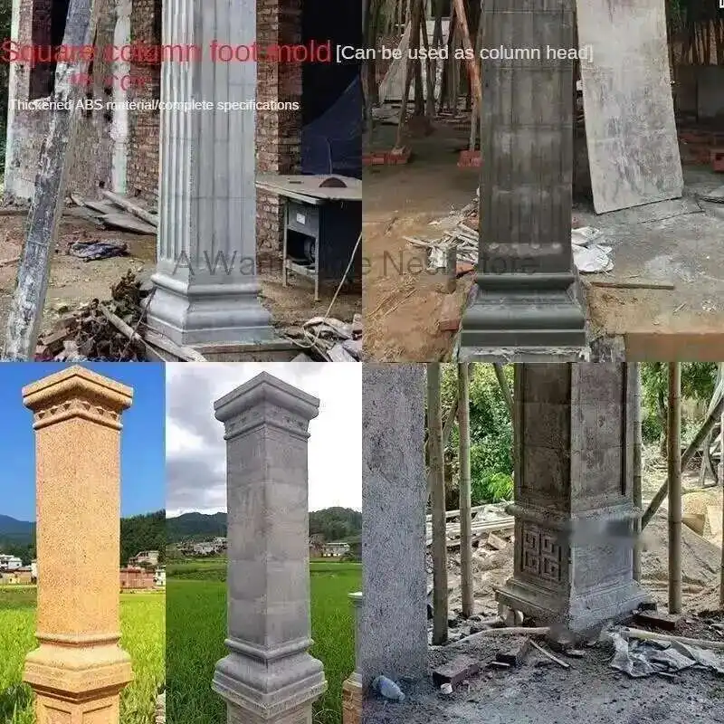 

European ABS Thickened Roman Column Foot Mold for Home Villa Gate Square Pier Opening Columns Cap Head Square Roman Column Mold