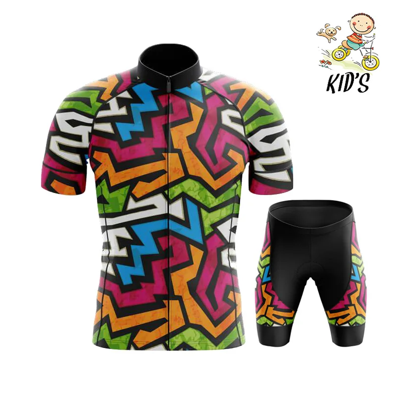 2023 Kids Cartoon Cycling Jersey Set Summer Boys Girls Quick-dry Bike Clothes Road Bicycle Suit MTB Children Wear Ropa Ciclismo