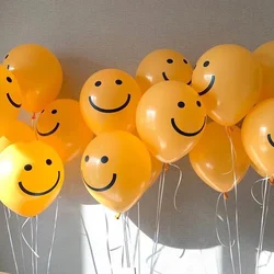 10inch Birthday Funny Yellow Smiling Face Balloon Party Decorations Balloon  Happy Birthday Wedding Balloon Baby Shower Supplies