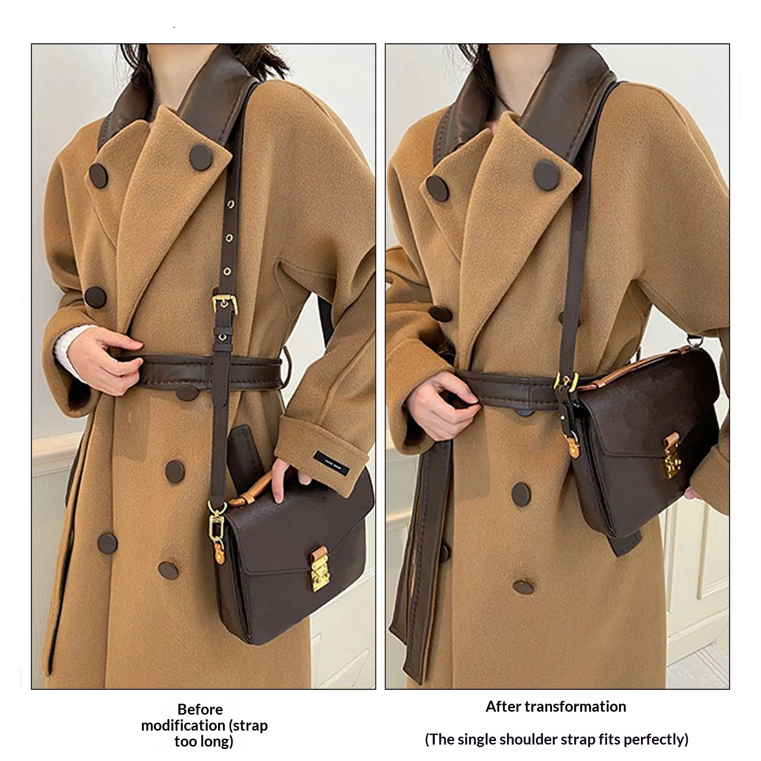 Bag Extension Shoulder Strap For POCHETTE MÉTIS Adjustable Lengthened 100% Cow Leather Armpit Bag Strap Accessories