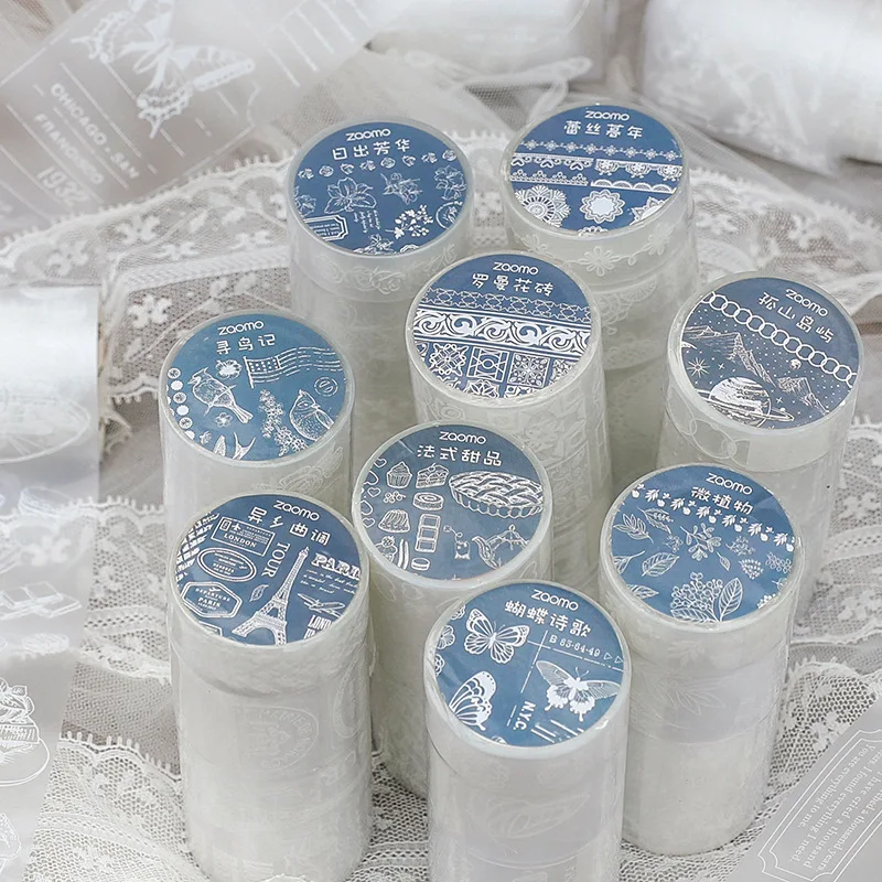 3 Rolls/Pack Witte Inkt Huisdier Krijt Tape Set Exotische Tune Serie Creatieve Handbook Decoratie Diy Sticker