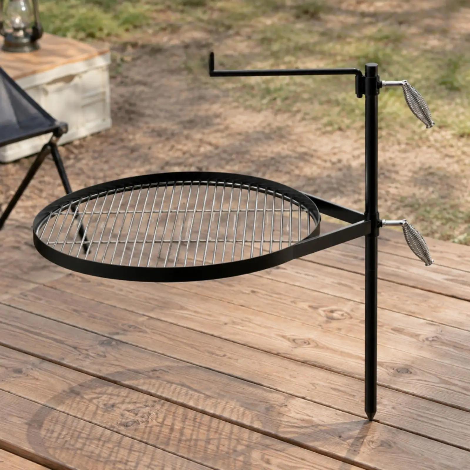 Heavy Duty Outdoor Portable Grill Campfire Cooking Grate Iron Fire Pit BBQ Stove for Picnic Camping Trip