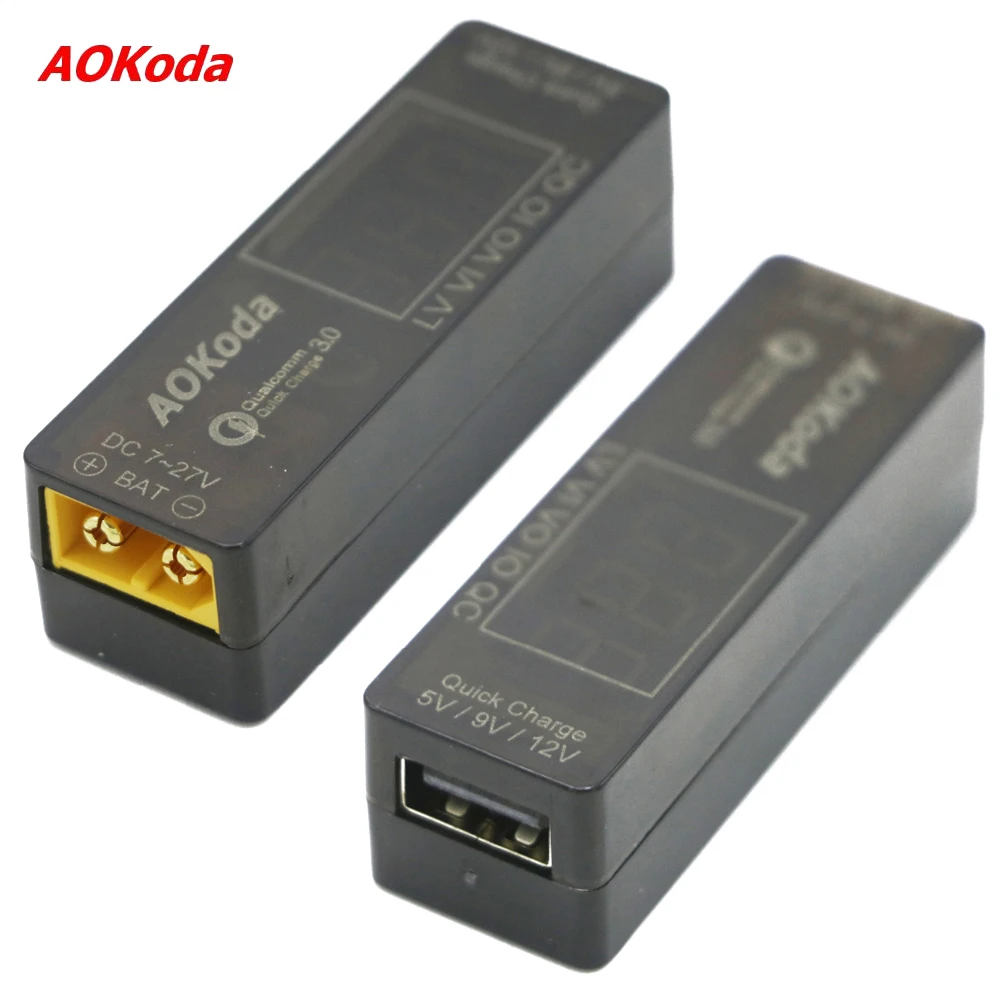 AOKoda QC3.0 Quick Charger Lipo Battery xt60 To USB Power Converter Adapter For Smartphone Tablet PC Phone DIY Part