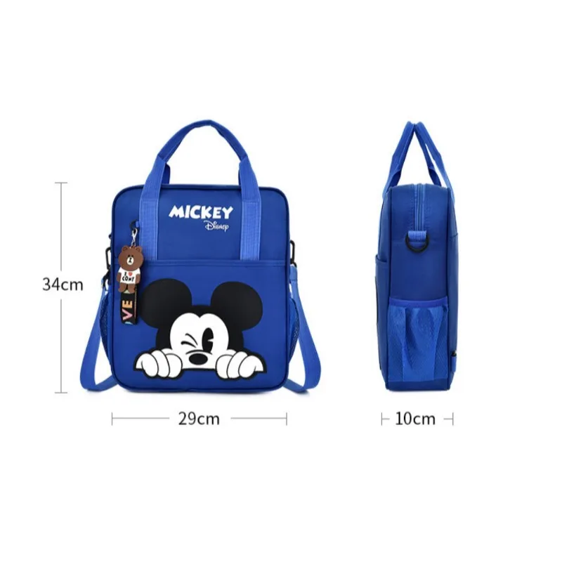 Disney-bolsas de tutorización para estudiantes, mochila escolar multifuncional de dibujos animados de Mickey, bolso de mano, bolsa de libros para documentos, Bolsa Escolar cuadrada