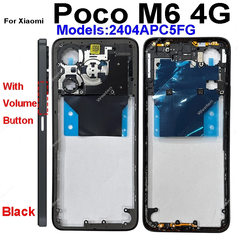 LCD Middle Frame Housing For Xiaomi Poco M6 M6 Pro 4G 5G Middle