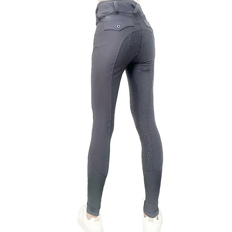 Pantalones ecuestres delgados elásticos de cintura alta para mujer, ropa de equitación deportiva antideslizante de silicona para primavera, verano y