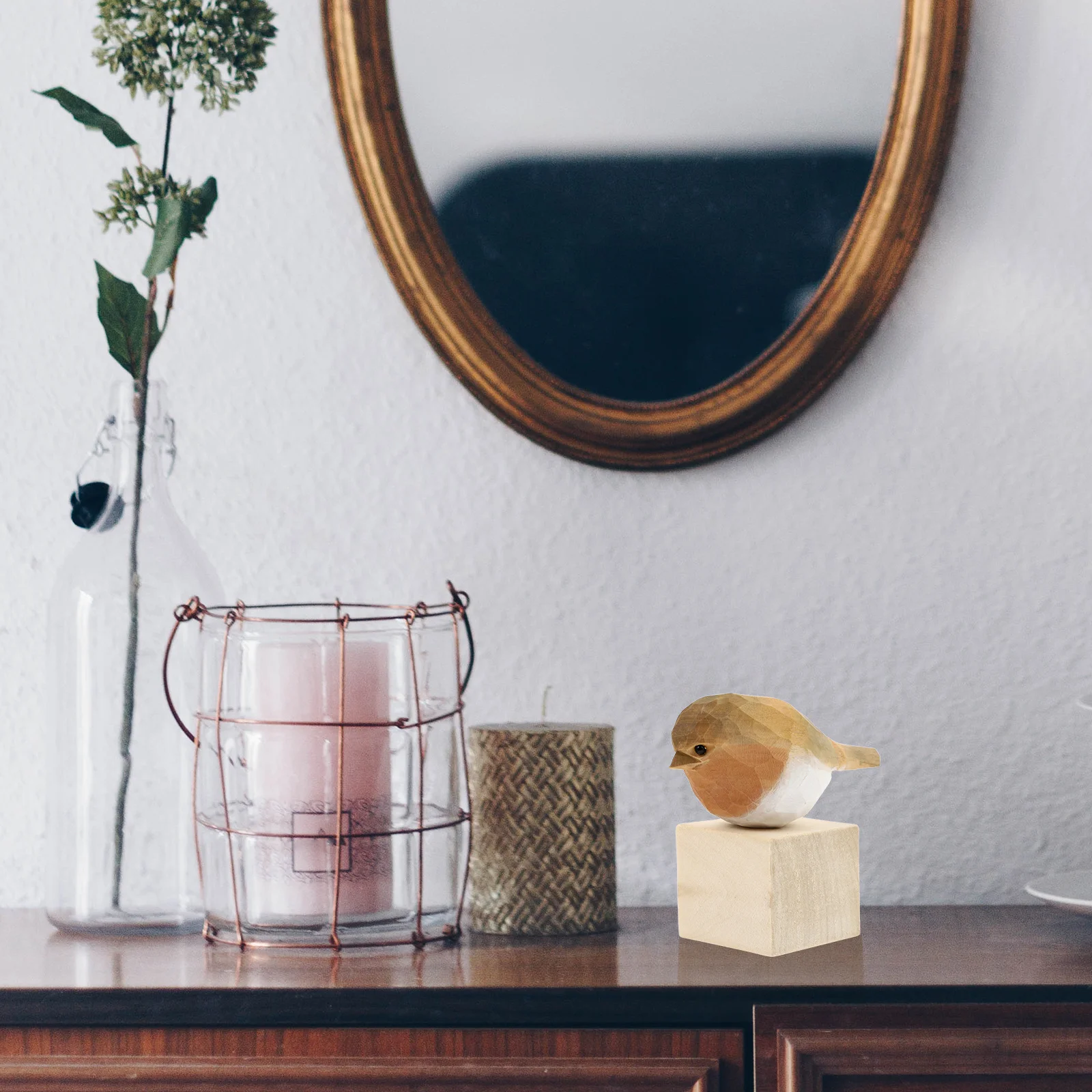 زينة طيور خشبية مصنوعة يدويًا، زينة طيور نابضة بالحياة للمكتب وغرفة النوم، هدية تزيين المنزل لها، ديكور المنزل #5