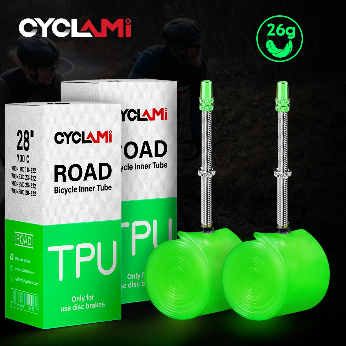 

CYCLAMI 26 грамм сверхлегкая велосипедная камера 700C 18 25 28C дорожная велосипедная шина материал ТПУ французский клапан супер легкий велосипедный спорт