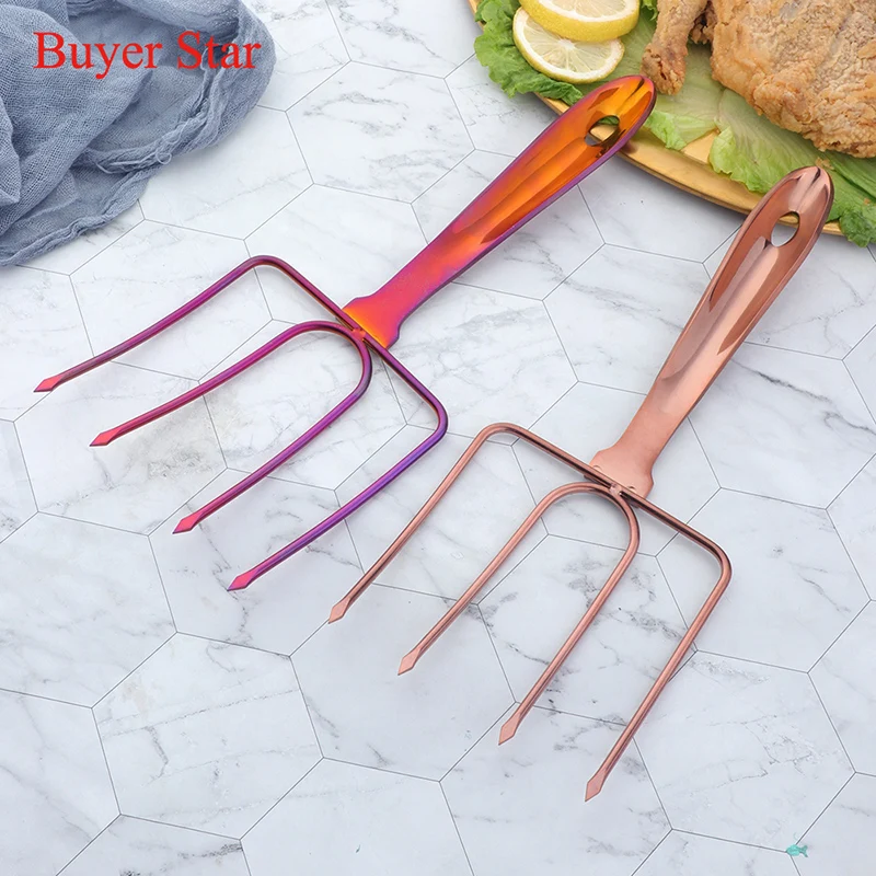 Four-Toothed Stainless Steel Turkey Forks Lifters Meat Fork Metal Bbq Sticks Grill Fork Picnic Camping Tools For Thanksgiving