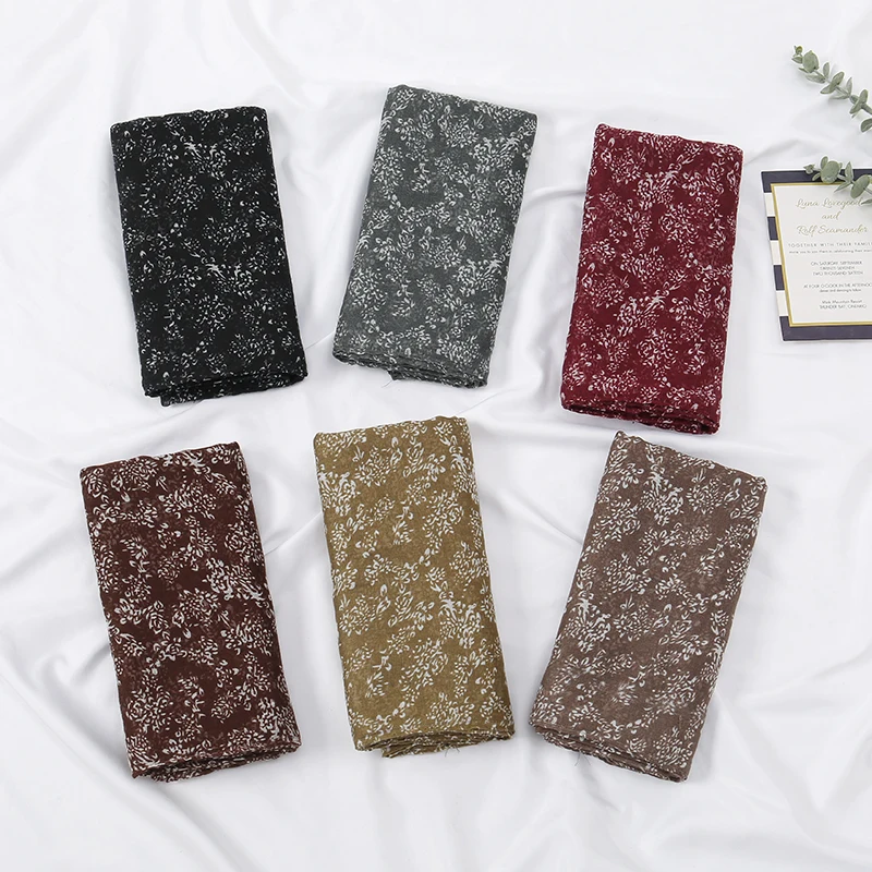 Bedrukt Viscose Moslim Vrouwen Hijab Bloemen Musulman Femme Sjaal Polka Bloem Sjaal Voor Vrouw Rayon Katoen Tulband Retro Maxi Wrap