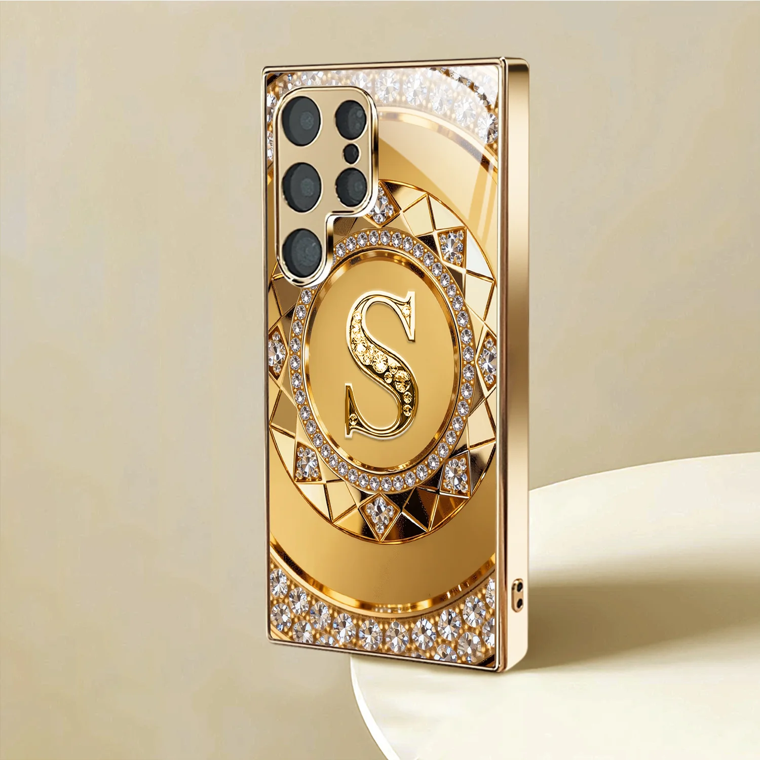Ring with the letter S Tempered Glass Fashion phone case for Samsung Galaxy S26/S25/S24/S23/S22/S21 FE Ultra Plus Dropresistant