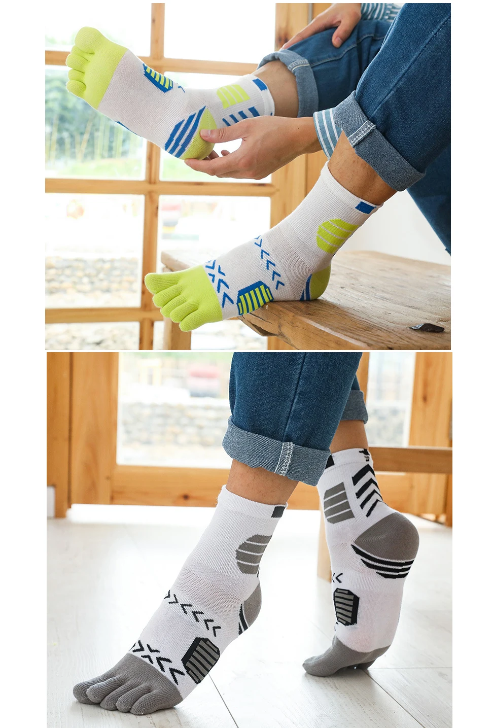 5 Paar Sport-Zehensocken, Kompression, reine Baumwolle, schweißabsorbierend, bunt, für Fahrrad, Marathon, Fitness, Outdoor, Basketball, 5-Finger-Socken – Detail 4