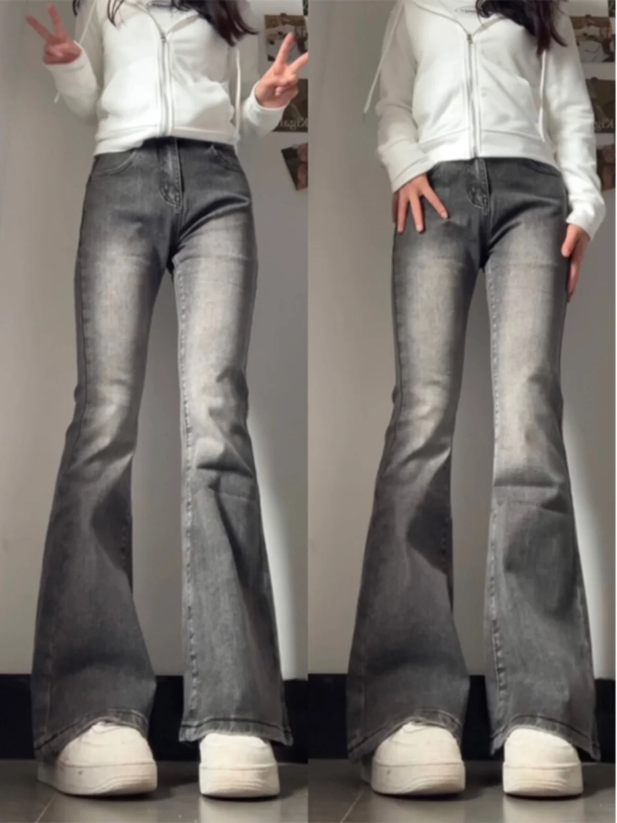 

Женские джинсы-клеш больших размеров в американском ретро-стиле, с высокой талией, утягивающие, длинные брюки, зимний дизайн, хит продаж